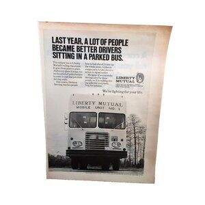 1972 Liberty Mutual Insurance Mobile Unit 1 Original Print Ad Vintage 70s